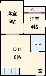 メゾン・ド・ノアバーム八王子 2DKの間取図画像