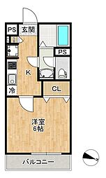 市川市原木1丁目マンション 1Kの間取図画像