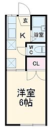 ウインズ稲毛 1Kの間取図画像