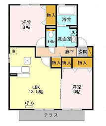 ヒルサイドコート弐番館 2LDKの間取図画像