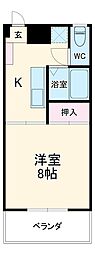 オアシス光 1Kの間取図画像