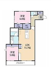 Maison Tampopo 2LDKの間取図画像