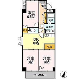 都営新宿線 篠崎駅 徒歩10分の賃貸マンション 4階3DKの間取り