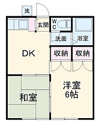 JR総武線 津田沼駅 徒歩20分の賃貸アパート 2階2DKの間取り