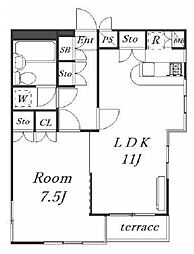 ローズガーデン1番館 1LDKの間取図画像