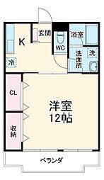 名古屋市営鶴舞線 赤池駅 徒歩11分の賃貸マンション 3階1Kの間取り