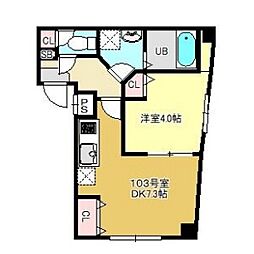 JR総武線 幕張駅 徒歩4分の賃貸マンション 1階1DKの間取り