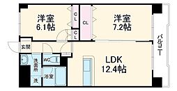 プログレス 4階2LDKの間取り
