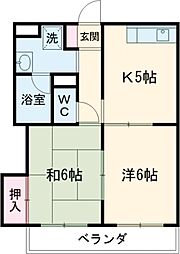アビタ武蔵野 2DKの間取図画像