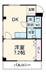 東京メトロ東西線 浦安駅 徒歩10分の賃貸マンション 3階1DKの間取り
