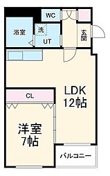 名古屋市営東山線 一社駅 徒歩2分の賃貸マンション 1階1LDKの間取り