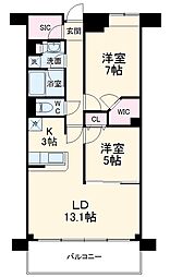 アリーム稲毛海岸 2LDKの間取図画像