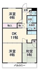ヴィラ長湫 1階3LDKの間取り