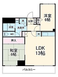 プレジデントビル 3階2LDKの間取り