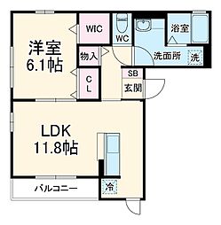 レクエルド広尾 3階1LDKの間取り