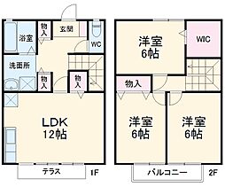 グリーンヒルII番館 101 1階3LDKの間取り