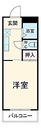 愛知高速東部丘陵線 はなみずき通駅 徒歩8分の賃貸マンション 3階1Kの間取り