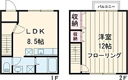 シャンブル江戸川VIII 1階1LDKの間取り