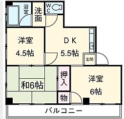 マイキャッスル浅川 5階3DKの間取り