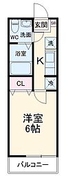 京成本線 京成大和田駅 徒歩10分の賃貸アパート 2階1Kの間取り