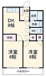 ベルヴィル 5階2DKの間取り