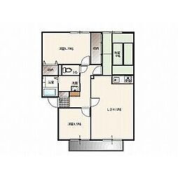 サンビレッジカムアンドエム　Ｇ棟 2階2LDKの間取り
