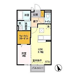 グランドソレーユ．Ｙ 1階1LDKの間取り