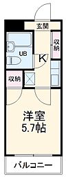 グリーンハイツ参番館 1Kの間取図画像