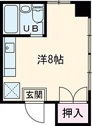 JR中央線 武蔵小金井駅 バス10分 法務局・登記所前下車 徒歩3分の賃貸マンション 3階ワンルームの間取り