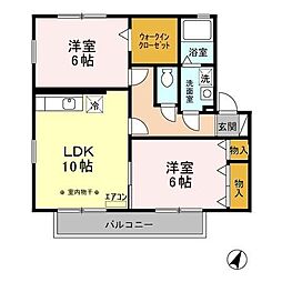 ピュア輝 2LDKの間取図画像