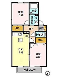グランメールハイム　壱・弐番館 1階2DKの間取り