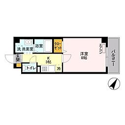 アプレンデール 4階ワンルームの間取り