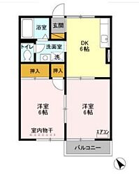 カサ・ド・マール　Ｄ 2階2DKの間取り