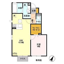 ジャルダンベールB 1LDKの間取図画像