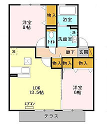 ヒルサイドコート　弐番館 1階2LDKの間取り