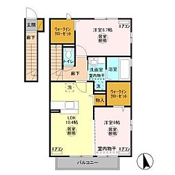 ラ・ヴィーベル西館 2LDKの間取図画像