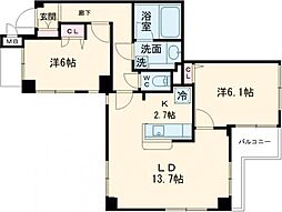 都営大江戸線 両国駅 徒歩8分の賃貸マンション 2階2LDKの間取り