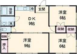 JR南武線 稲城長沼駅 徒歩7分の賃貸マンション 4階3LDKの間取り