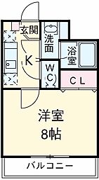 京王線 仙川駅 徒歩15分の賃貸マンション 1階1Kの間取り