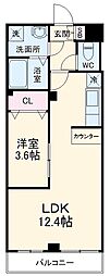シンシア三番館 1LDKの間取図画像