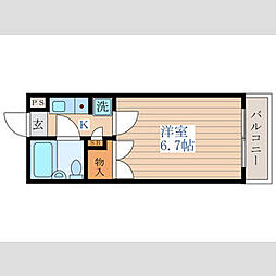 東京メトロ丸ノ内線 新高円寺駅 徒歩8分の賃貸マンション 2階1Kの間取り