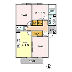 パセオみずほ台 1階3DKの間取り