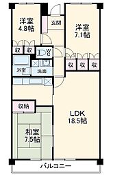 アーバンディラわらび 3LDKの間取図画像
