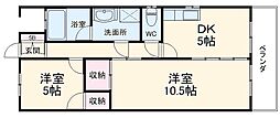 安井マンション 2DKの間取図画像
