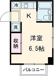 コーポリカII 2階ワンルームの間取り
