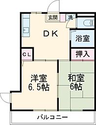 トレフールｄ 3階2DKの間取り