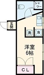 銀輪ビル 3階ワンルームの間取り