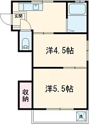 西府マンション 3階2Kの間取り