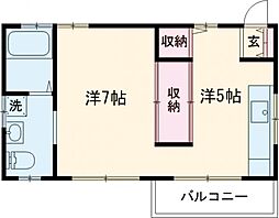 ＫＭコートIII 2階1DKの間取り