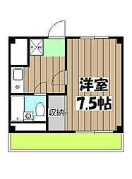 アムールエステート篠 2階1Kの間取り